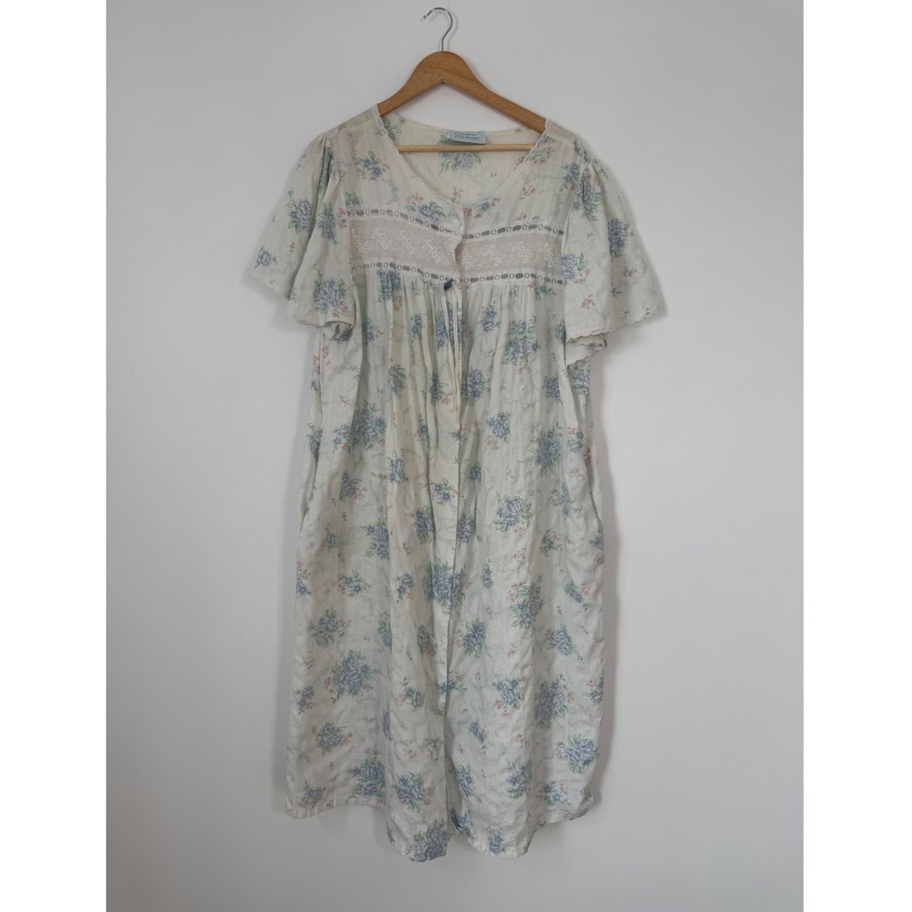 Comfort Exchange Nightgown‎ Womens OS White Floral Vintage Lace Cottagecore Midi
